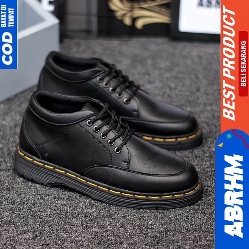 Sepatu Formal Pantofel Docmart Low Boots Kerja Hitam Pria Abrhm GAVI