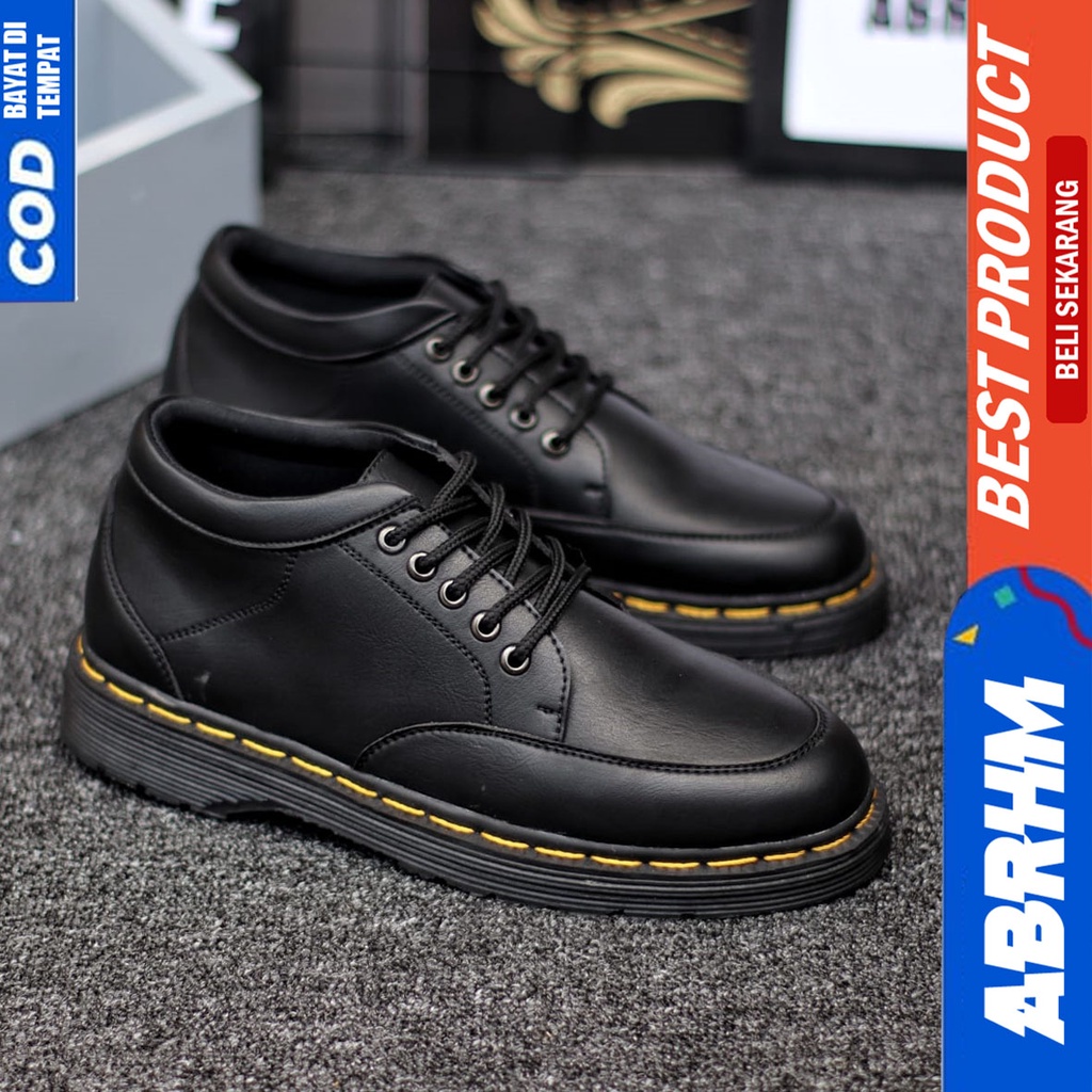 Jual Sepatu Formal Pantofel Docmart Low Boots Kerja Hitam Pria Abrhm