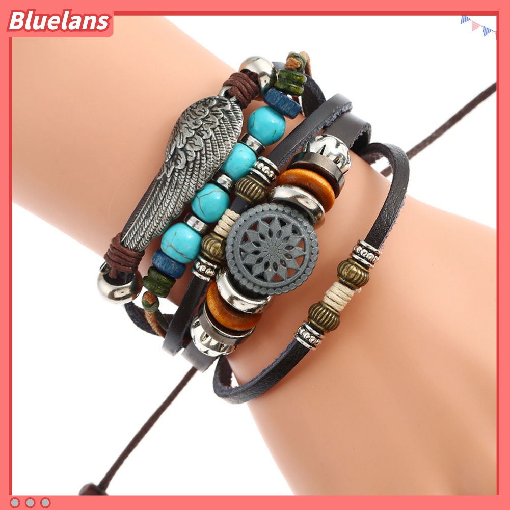 Gelang Rantai Manik-Manik Multilayer Bahan Alloy Gaya Etnik Untuk Dekorasi