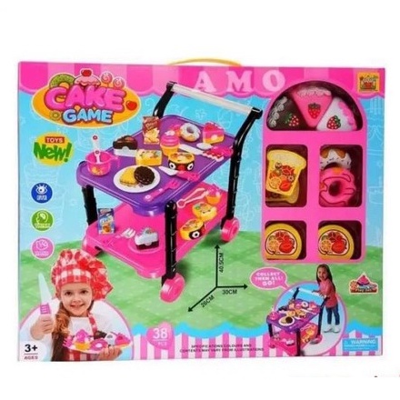 MAINAN MEJA DORONG CAKE GAME troly makanan