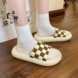 GO! SD894 Sandal Rumah Slop motif kotak- kotak catur Sendal Karet  Karet Empuk Home Anti Slip Wanita Pria Gaya Korea