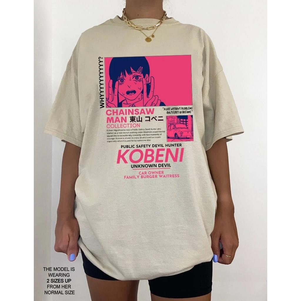 Tshirt Kobeni Casual Kobeni Higashiyama White Anime Manga Chainsaw Man Premium Unisex