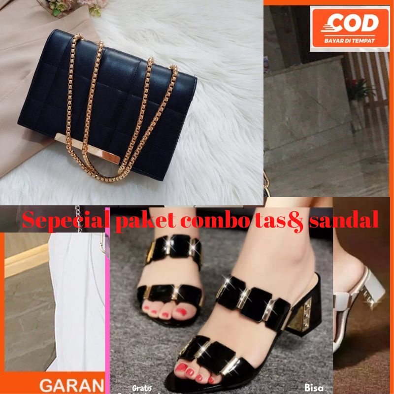 Paket 1 Stel Tas&amp;Sandal Terbaru Model Kekinian Murah