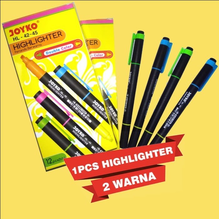 

highlighter 2 sisi joyko/ highlighter murah/ highlighter/ highlighter twin/ highlighter sekolah/ highlighter kuliah/ highlighter kerja