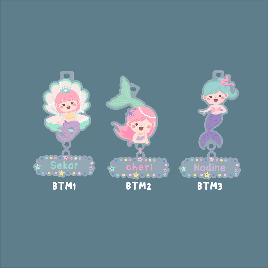 

MILABELSTORE- BAGTAG LUCU EDITION / gantungan kunci anak lucu putri duyung/gantungan custom christmas/gantungan custom