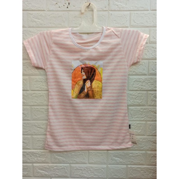 Kaos atasan cewek ladies murah stripe pink