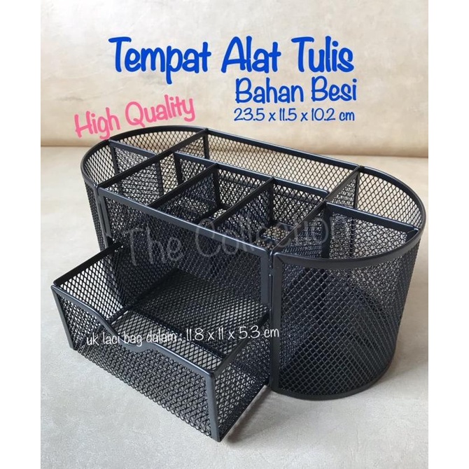 

Atk549Tp Oval Tempat Alat Tulis Besi With Drawer Desk Organizer Pensil