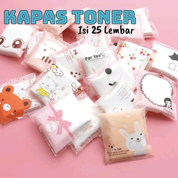 Kapas Toner Import isi 25 Pcs Kapas Wajah Tipis Makeup Karakter Travel