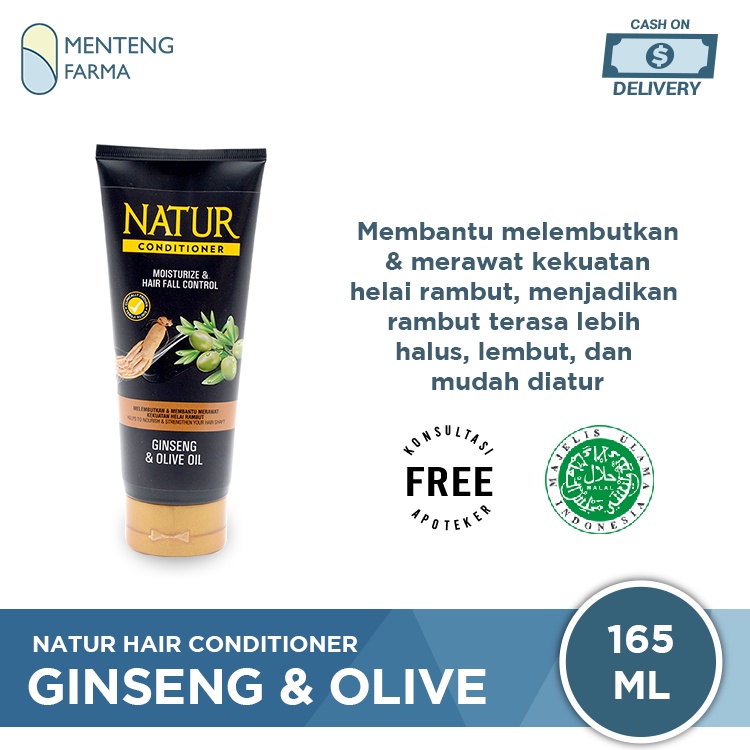 Natur Hair Conditioner Gingseng And Olive Oil 165 ML - Pelembut dan Perawatan Kekuatan Akar Rambut