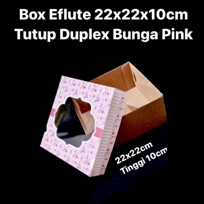 

kardus eflute motif bunga pink dus hampers chiffon cake box kemasan parcel lapis legit kotak kue size 22x22x10 cm