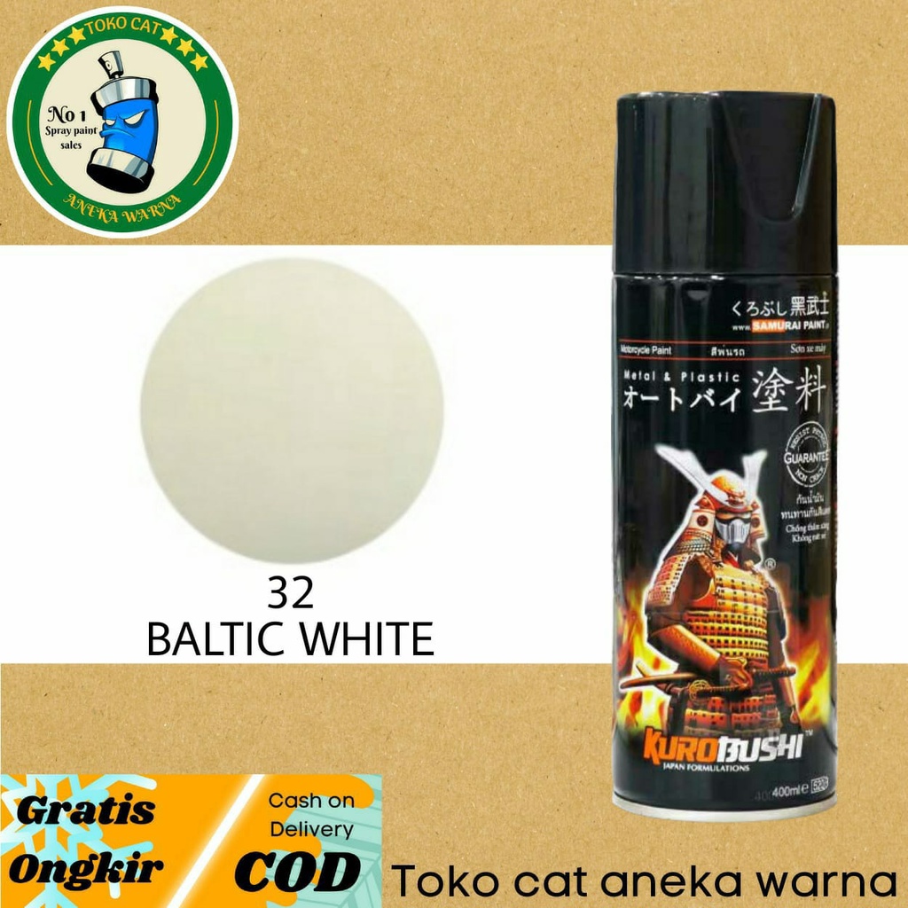 SAMURAI PAINT 32 BALTIC WHITE PUTIH TULANG 400ml pilox pilok cat semprot spray paint untuk body motor mobil helm besi kayu plastik