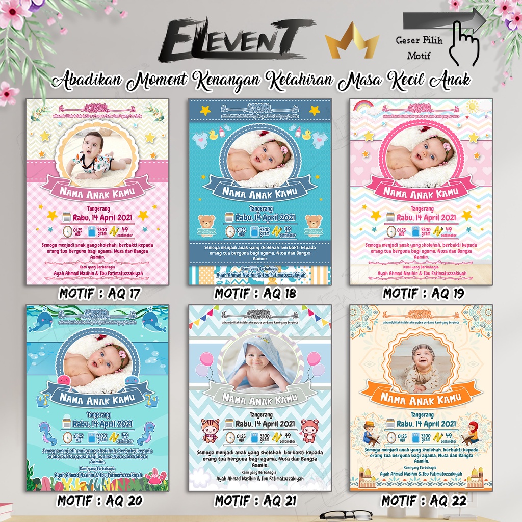 New Biodata Bayi Data + Doa Kelahiran Anak + Desain/Setting Foto Bayi Kamu Sudah diCetak tinggal pajang Bingkai / Mdf Newborn Baby Untuk Kado Hadiah Pajangan Walldecor Pigura Photo Anak Edit Happy Birthday Ultah Ulang Tahun Ucapan Tasyakuran Aqiqah Murah