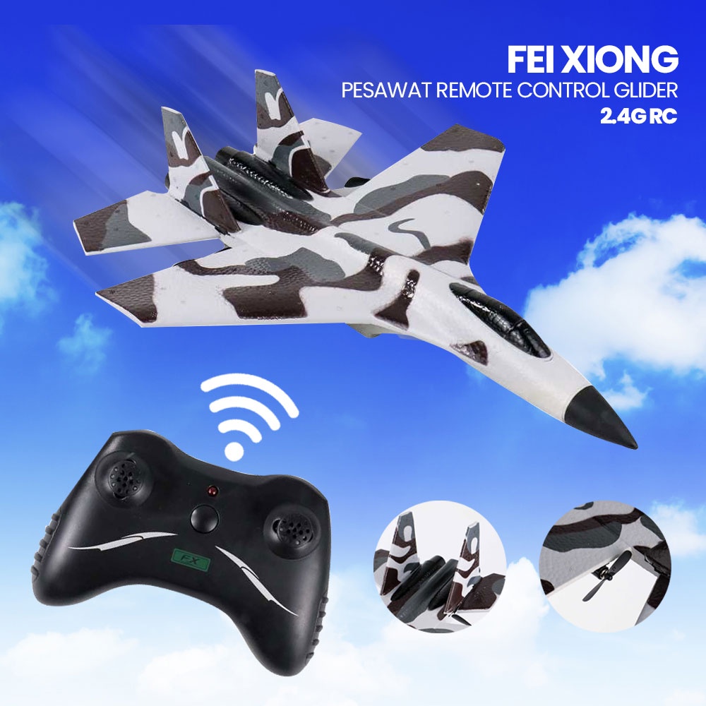 PESAWAT REMOTE CONTROL GLIDER AIRPLANE FOAM 2.4G RC - FX-820 - GRAY