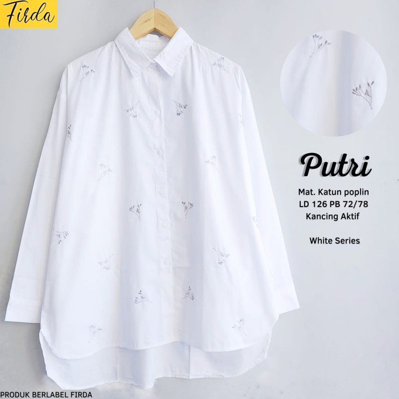 PUTRI LD 126CM JUMBO | BAJU PUTIH JUMBO | BLUS PUTIH JUMBO | KEMEJA PUTIH