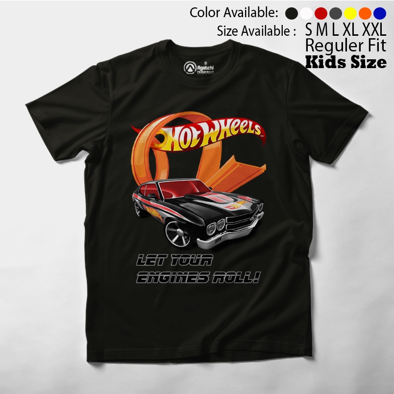 Baju Kaos Atasan Anak Laki - Laki Motif Hotwheels - Engines Roll