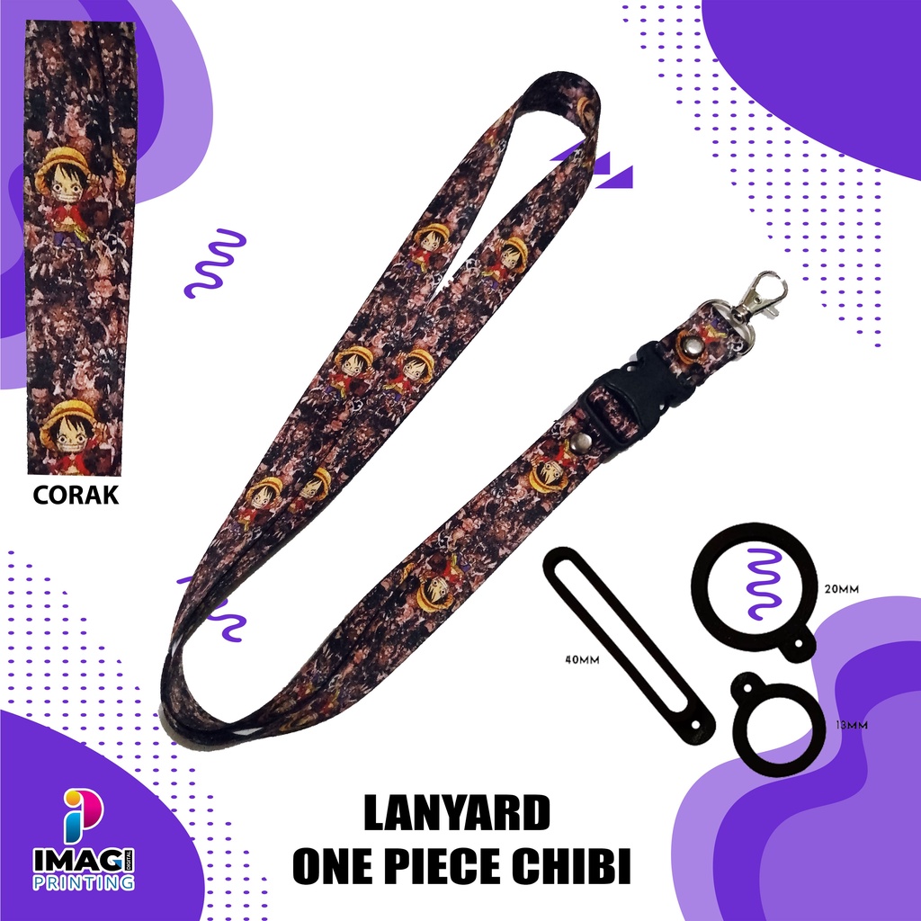 

Lanyard gantungan id card motif one piece chibi bonus karet 13mm/30mm/40mm