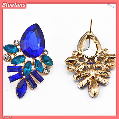 Anting Stud Berlian Imitasi Bentuk Tetesan Air Lapis Emas Untuk Wanita