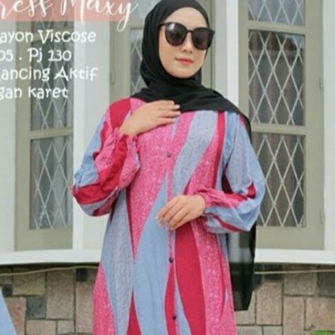 GAMIS Kayla Muslim Dress Rayon Motif Sultan Baju Gamis Wanita - Blue Maroon, all size terlaris best 