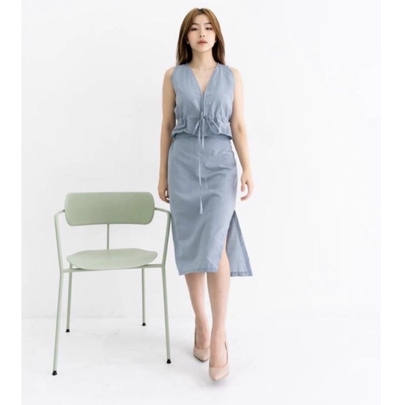 Areum.Wears | Chaerin Set (Set Atasan Rompi Wanita Dan Set Bawahan Rok Wanita)