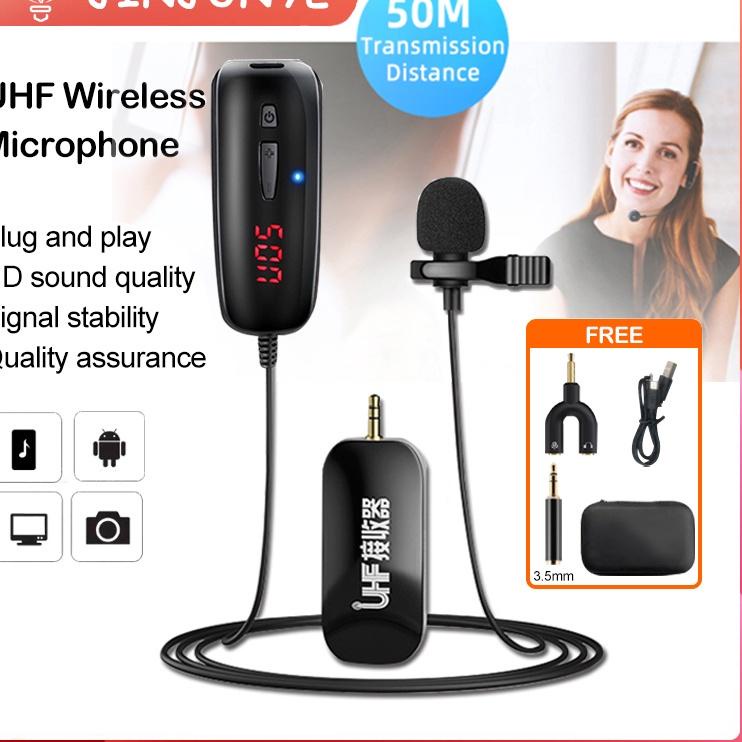 Murah Banget Microphone Mic Clip On Wireless Mic UHF ULtra High Frequency clip on wireless Smartphon