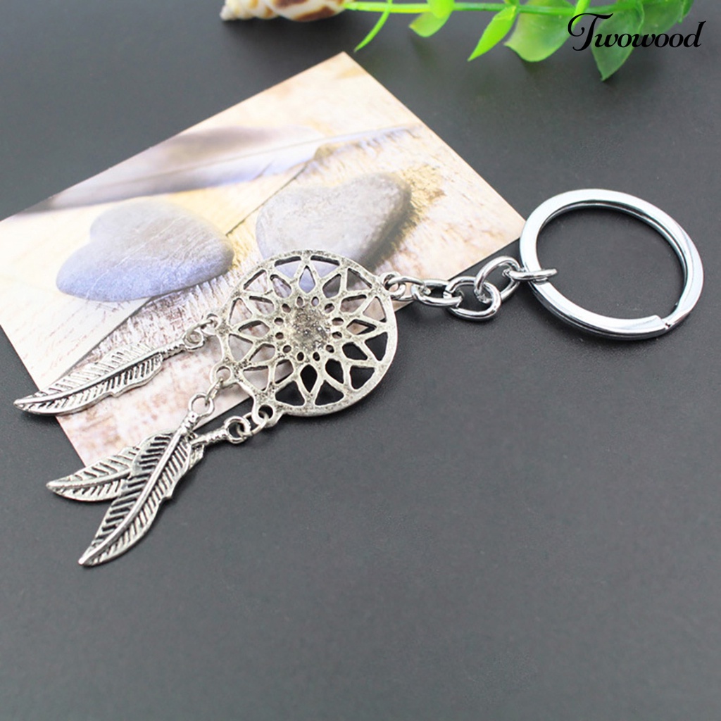 Twowood Gantungan Kunci Dream Catcher Hiasan Batu Turqoise Imitasi