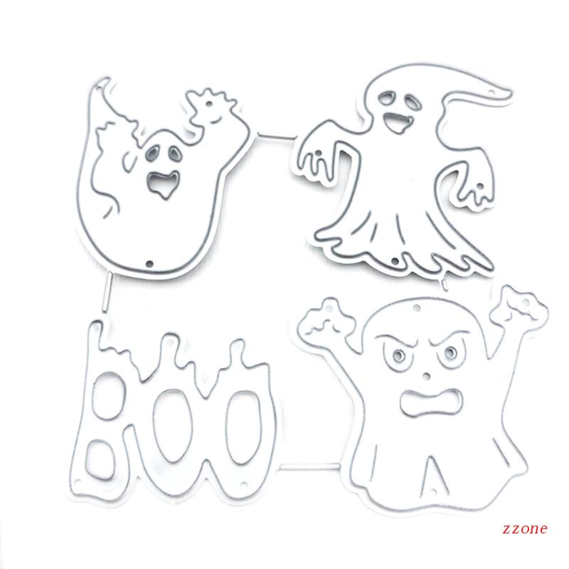 Cetakan Stensil Cutting Dies Motif Hantu Halloween Bahan Metal Untuk Scrapbook / Craft DIY