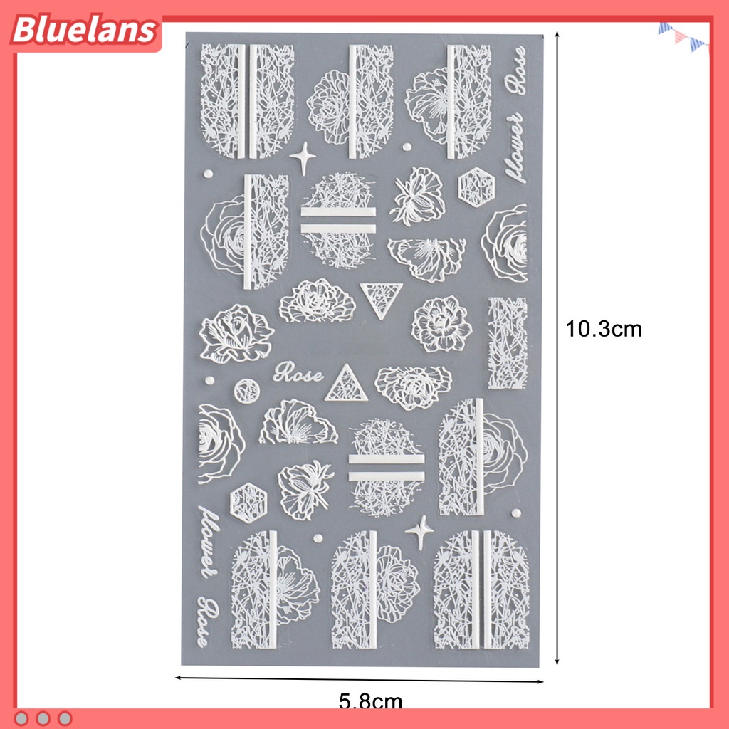 Bluelans Stiker Kuku Motif Renda Bunga Ultra Tipis Untuk Dekorasi Manicure Wanita