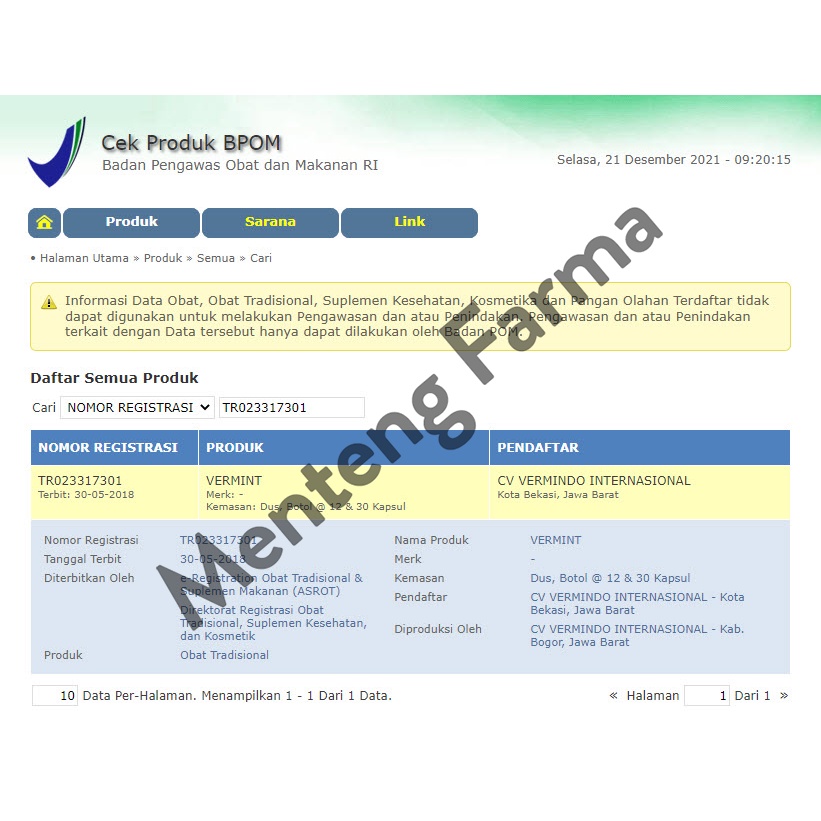 Vermint 12 Kapsul - Obat Demam Tipes dan DBD