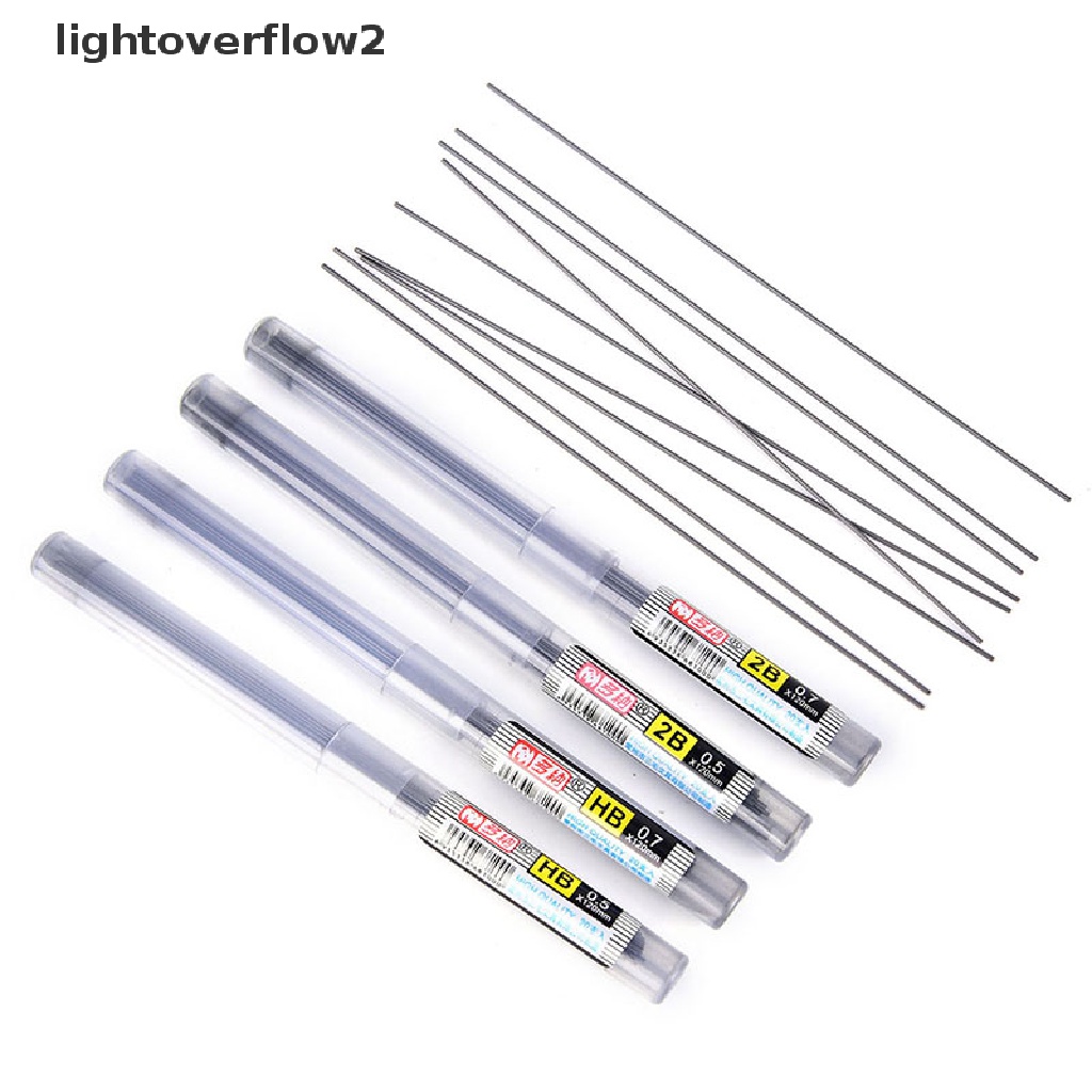 (lightoverflow2) 2pcs Tabung Refill HB / 2B 0.5mm / 0.7mm Dengan Case Untuk Pensil Mekanik