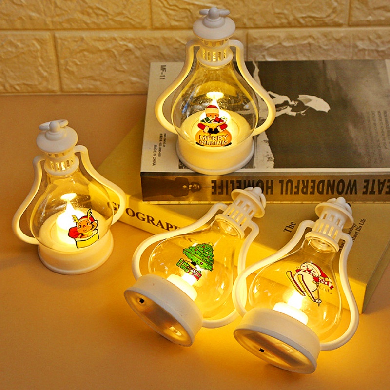 Lampu Lentera Gantung LED Tanpa Api Asap Minyak Kecil Portable Untuk Dekorasi Nataltahun Baru