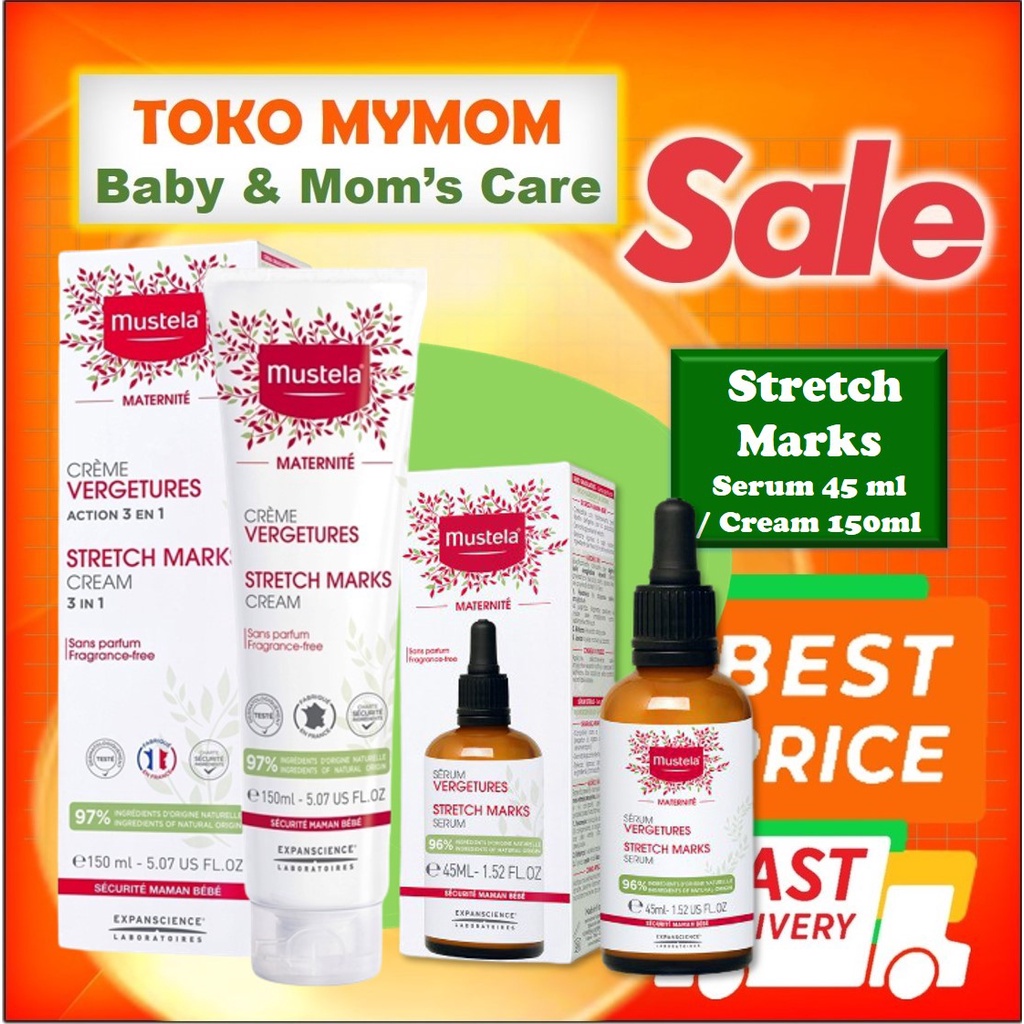 [BPOM] Mustela Stretch Marks Serum 45ml / Stretch Marks CREAM 150ml / Serum Ibu Hamil / MY MOM