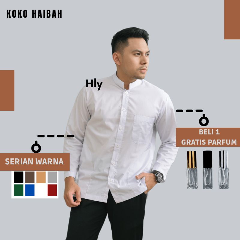 Baju Koko Habaib Putih Polos Lengan Panjang  Baju Koko Haibah Koko Ammu Koko Kazimi