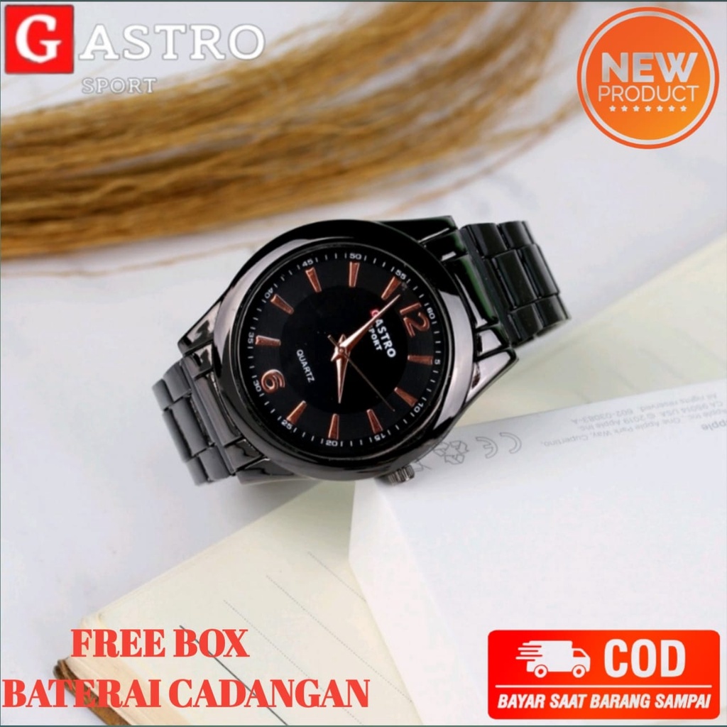 Jam Tangan Pria Gastro Rantai Original Casual Quartz Analog Mewah Anti Air + Strap Mesh Stainless Steel Jam Tangan Pria Kasual Sports