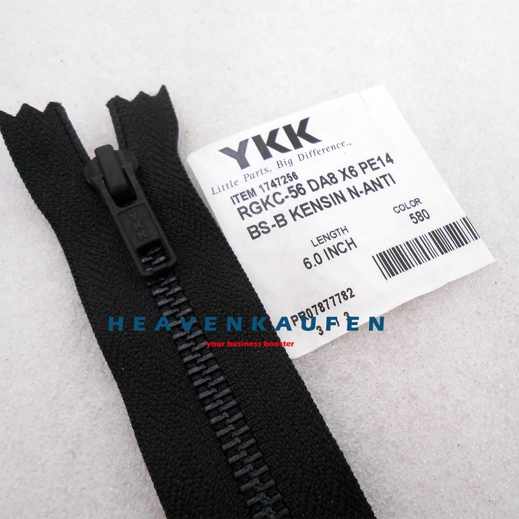 Resleting Zipper YKK Hitam Black Oxide 15 cm / 6 inch Set Close-End Rare Item High Quality