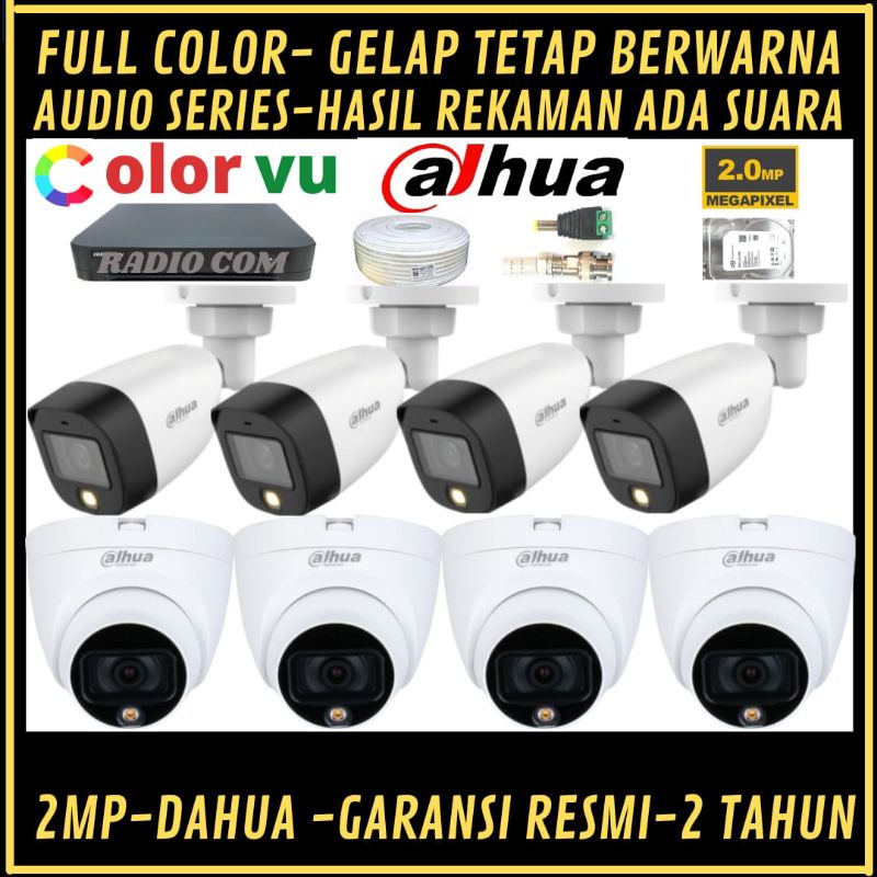 PAKET CCTV DAHUA 2MP FULL COLOR 8 CHANNEL 8  KAMERA AUDIO SERIES COLORVU