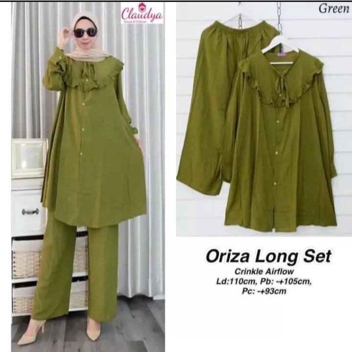 ORIZA SET | LONG TUNIK WANITA LENGAN PANJANG | BAHAN RAYON CRINKLE AIRFLOW