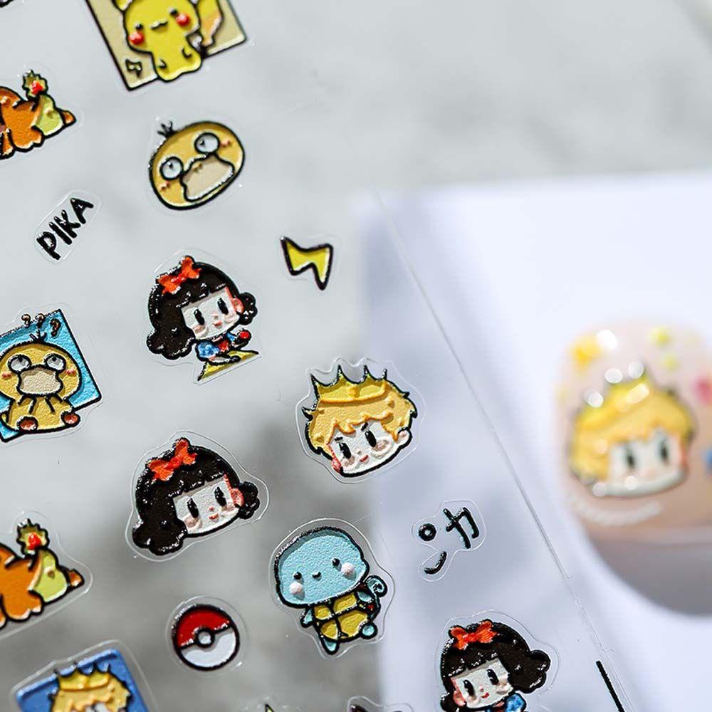 Mxbeauty Kartun Stiker Kuku Gajah Perekat Diri Pikachu Princess Manicure Aksesoris Crayon Shin Chan Nail Art Dekorasi