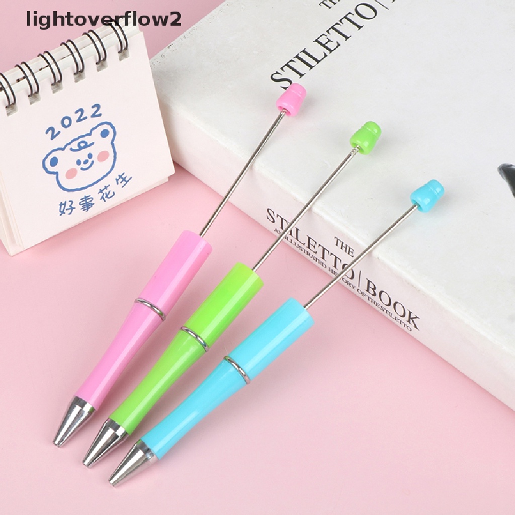 (lightoverflow2) Pulpen Dengan Manik-Manik Bahan Plastik Untuk Sekolah / Kantor