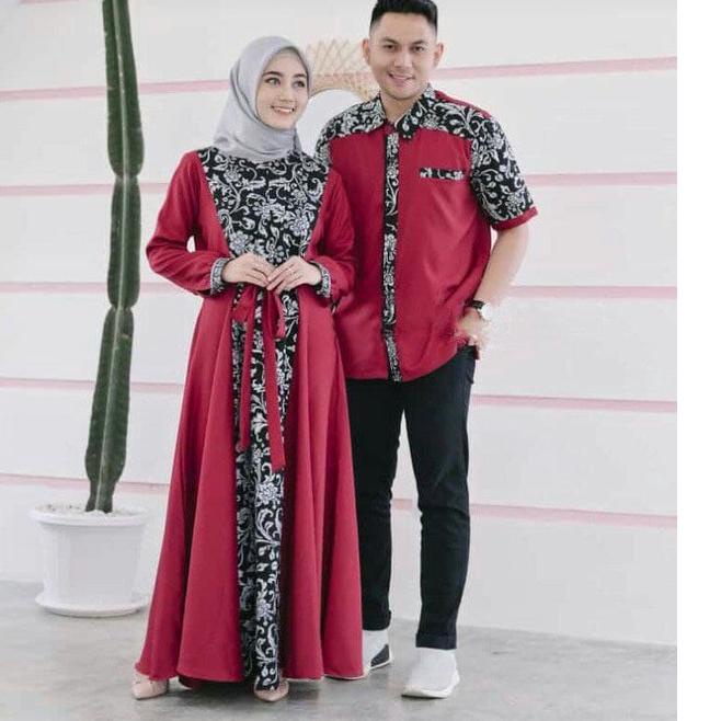 "WBL.18Oc22r" set dress gamis couple baju couple pasangan gaun pesta muslimah batik couple modern ba