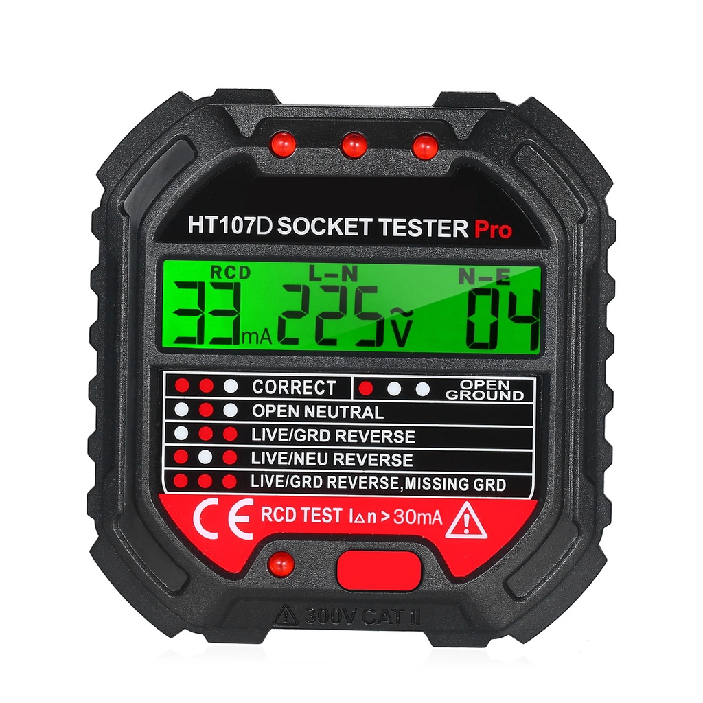 Socket Tester Uji Listrik Ground Voltage Detector Breaker Finder 220V Habotest HT107D