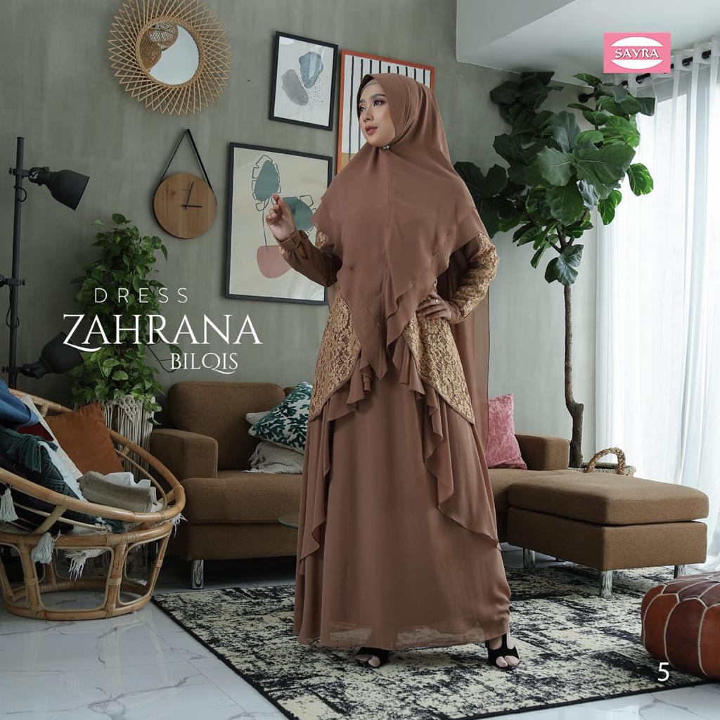 Gamis Syari Terbaru Set Jilbab Khimar Zahrana Bilqis Dress Ori Sayra SAYRA1