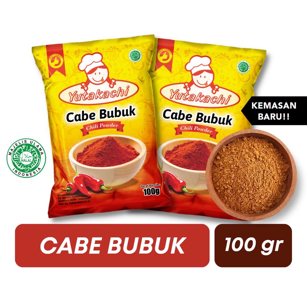 Cabe Bubuk 100 Gram Yutakachi / bubuk cabe 100gr giling halus / bubuk cabai 100g / Pusat Bumbu