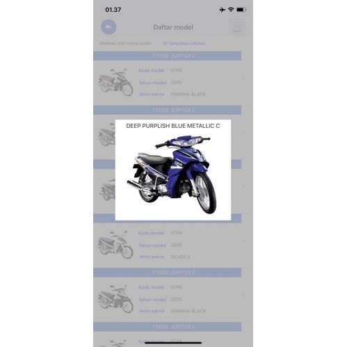 striping jupiter z 2005 biru muda biru tua ori