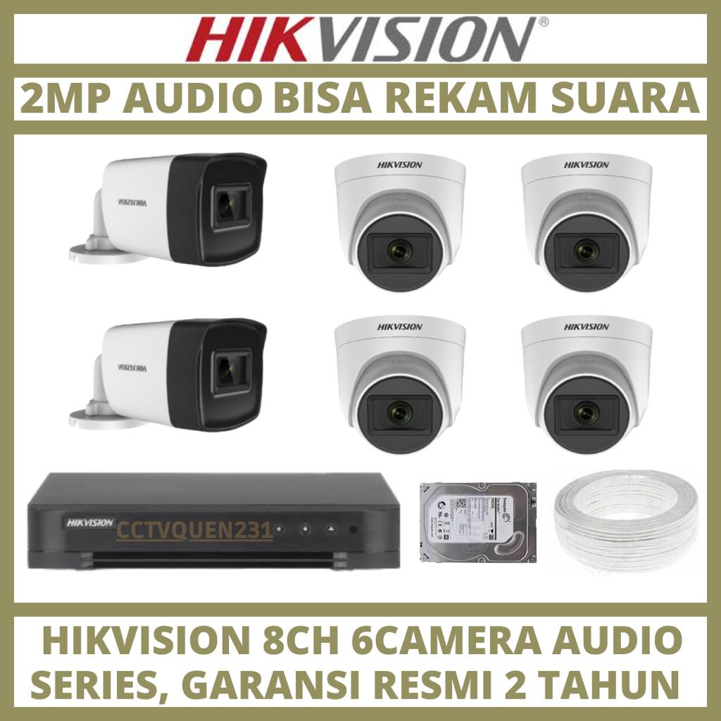 PAKET CCTV HIKVISION 2MP 8 CHANNEL 6 CAMERA TURBO HD KAMERA CCTV