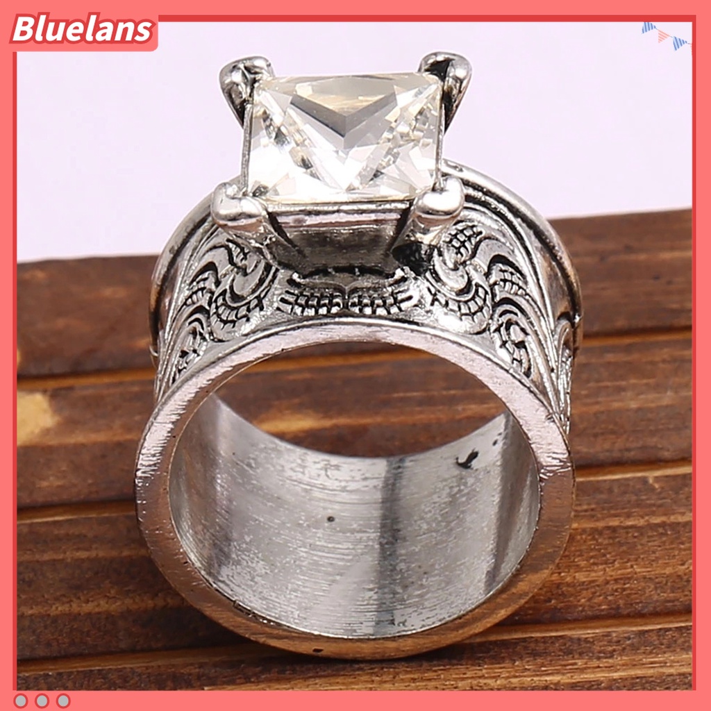 Cincin Jari Cubic Zirconia Gaya Vintage Artistik Untuk Unisex