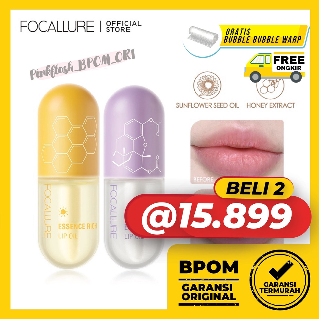 FOCALLURE Pure Natural Lip Oil Soften Moisturized Repaired Multi-uses Waterproof Lip care Focallure Lip Oil Focallure FA330