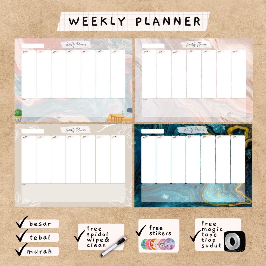

Weekly Wall Planner Schedule Poster Board Papan Jadwal Mingguan