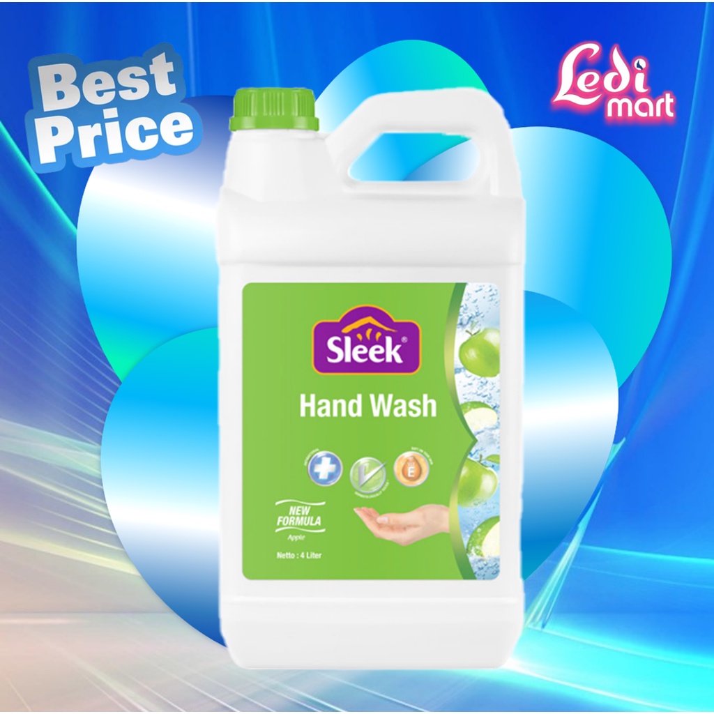 ORIGINAL Sleek Hand Wash Anti Bacterial DERIGEN Isi 4 LITER / Sleek Sabun Cuci Tangan / LEDI MART