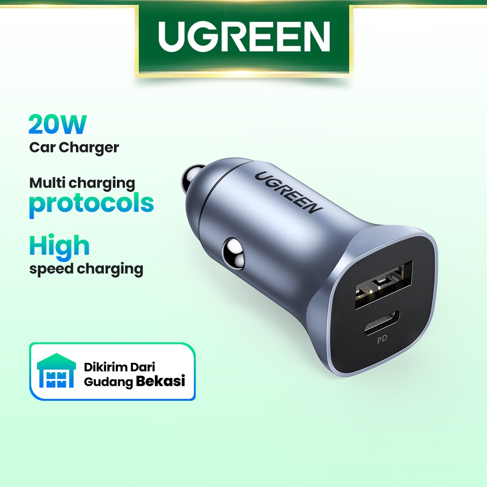 【Stok Produk di Indonesia】Ugreen Adaptor Charger Mobil Quick Charge 4.0 3.0 QC PD USB Bahan Aluminum Untuk iPhone 14 13 pro Max 13 / 12 / 11 / XS / XS Max / XR / 7 plus / 8 plus
