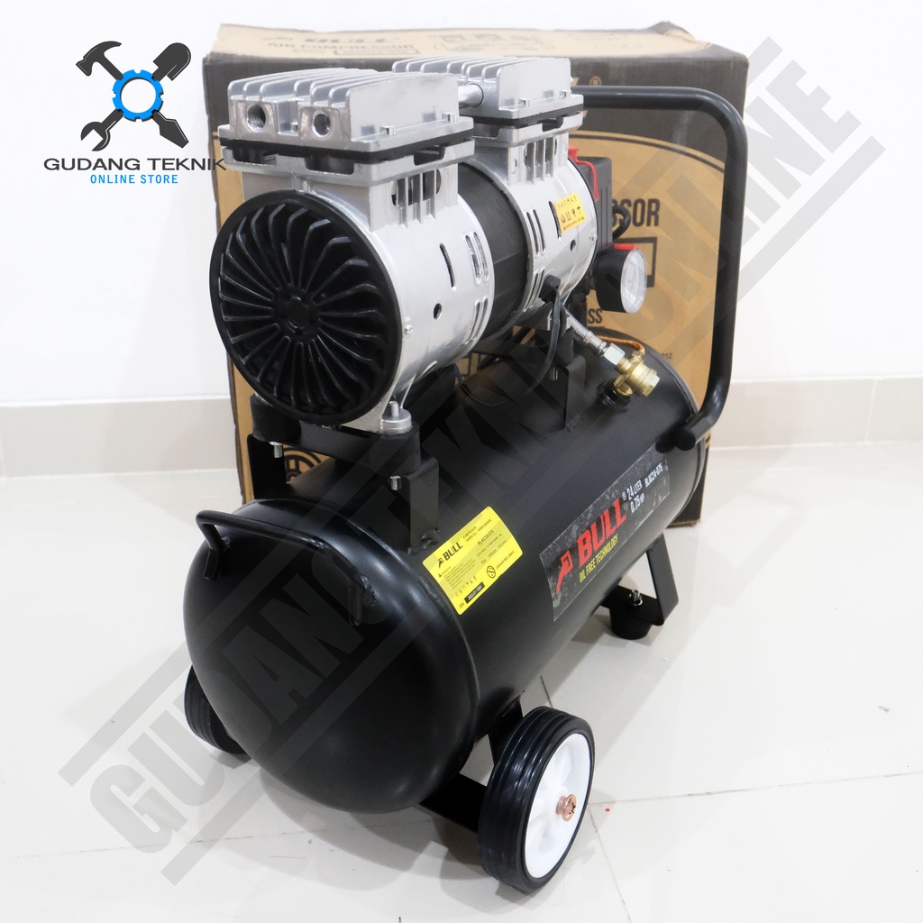 Kompresor Angin Tanpa Oli 24L BLAC24-075 BULL 3/4HP / Air Compressor Oilless BLAC 075 24 Liter BULL